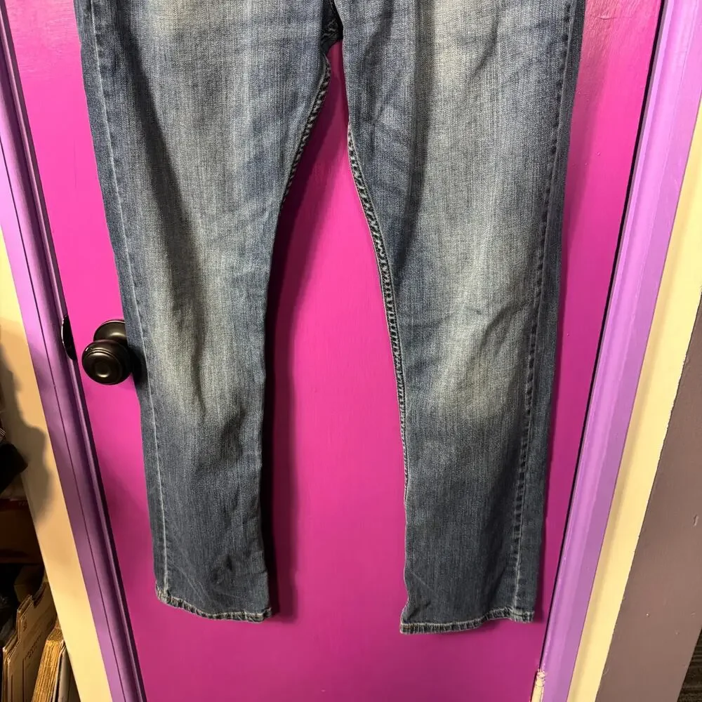 Wrangler Slim Straight Jeans Mens 32x32 Medium Wash Denim Stretch Classic Fit